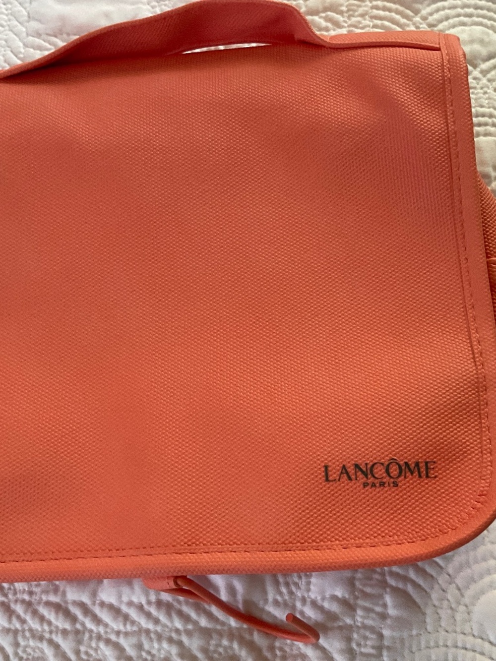 Lancome peach color hanging cosmetic bag